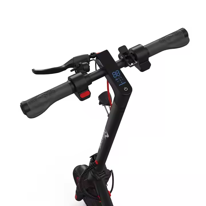 Electric scooter handlebar with display, brake lever and grips