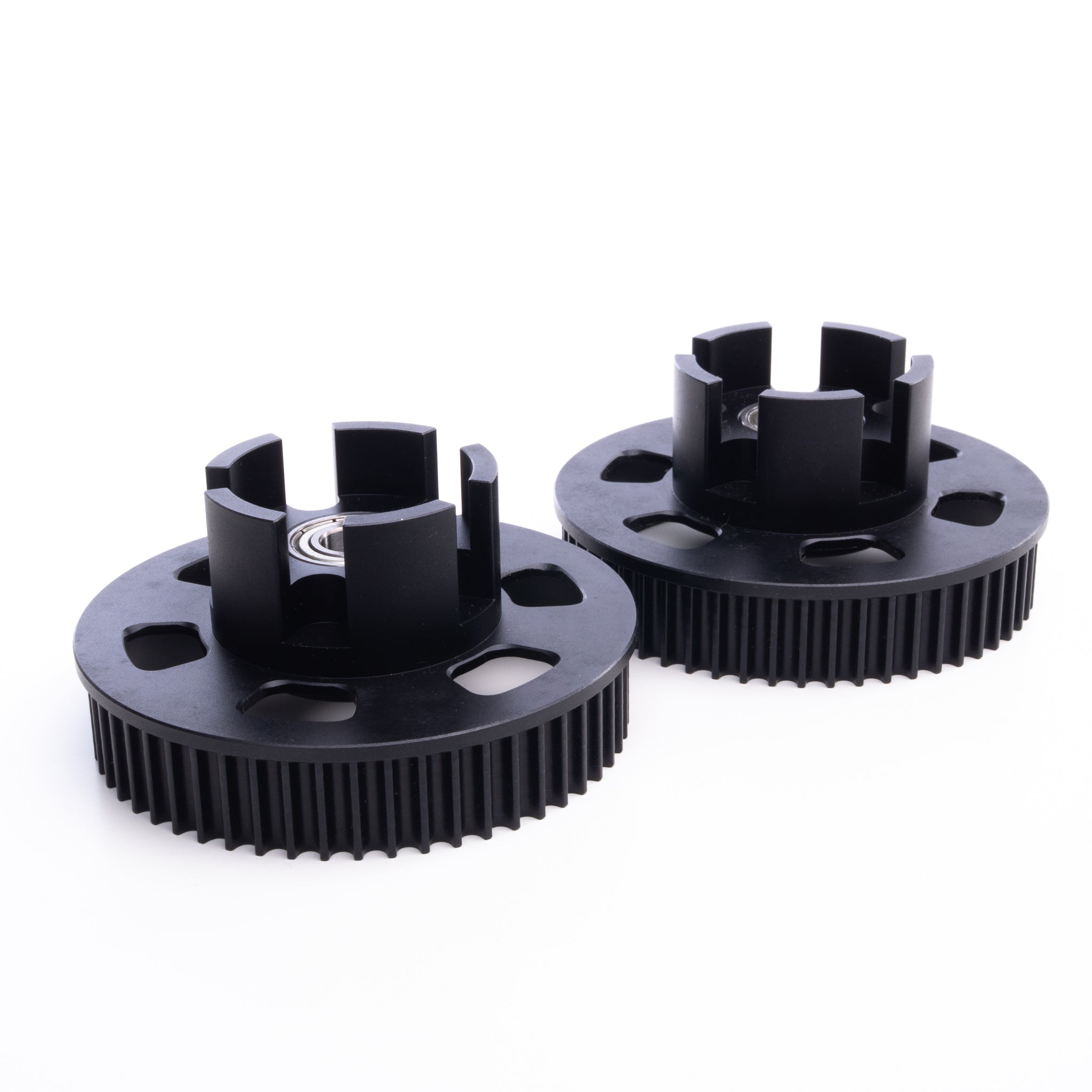 55T speed pulleys for electric skateboards, compatible with plastic all-terrain hubs and ONSRA boards, shown with bearings pre-installed.
