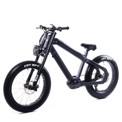 ONSRA QUASAR Cruiser Electric Bike in Schwarz – Seitenansicht des eigens entwickelten Designer-Rahmens für maximale Stabilität.