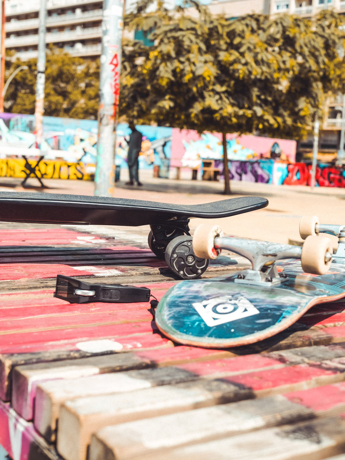 ONSRA electric skateboard riding photo